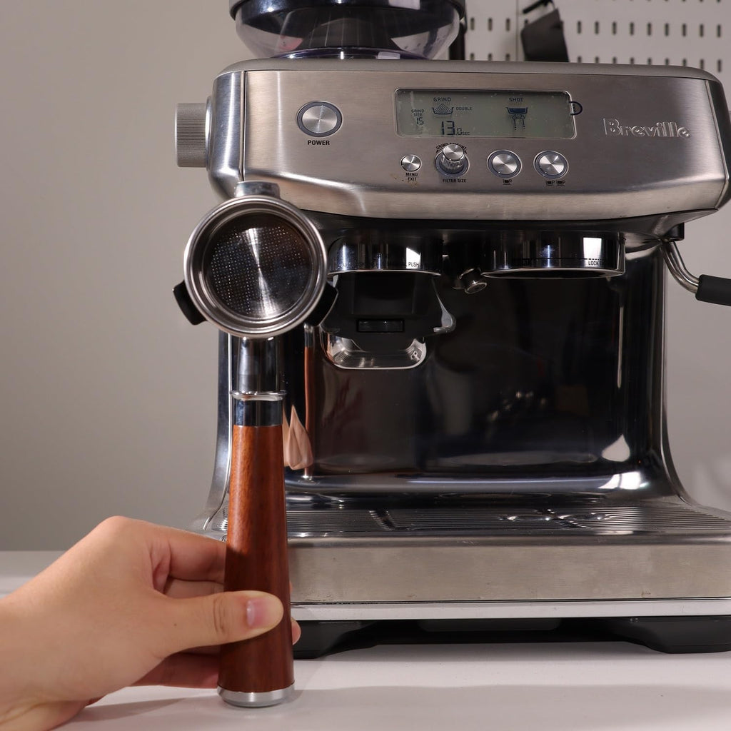 Bottomless Portafilter 54mm Compatible for Breville Barista Express, Pro, Touch, and Impress | Wooden Handle