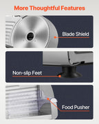 VEVOR Meat Slicer, 180W Electric Deli Food Slicer, 7.5 inch Meat Cutter with a Premium SUS420 Blade, 0-0.6 inch Adjustable Thickness, Food Slicer for Frozen, Hard Bread and Cheese, Home Use