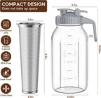 2 Pack 64 oz(2 Quart / 1.9 Liter) Cold Brew Coffee Maker Jar - Glass Cold Brew Maker with Handle, Stainless Steel Filter&Leak-Proof Lid, Heavy Duty Cold Brew Pitcher for Iced Coffee, Sun Tea, and Milk