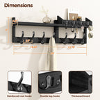 Evermagin 29" Coat Rack Wall Mount with Shelf, 4 in 1 Wall Mounted Coat and Key Hanger with 11 Hooks, Entryway Key Holder with Mail Holder for Living Room, Bedroom, Black