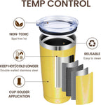 MEWAY 20oz Tumbler Double Wall Vacuum Insulated Travel Glitter Mug,Stainless Steel Tumblers with Lid and Straw, Powder Coated Coffee Cups for Woman (Rainbow Yellow,1)