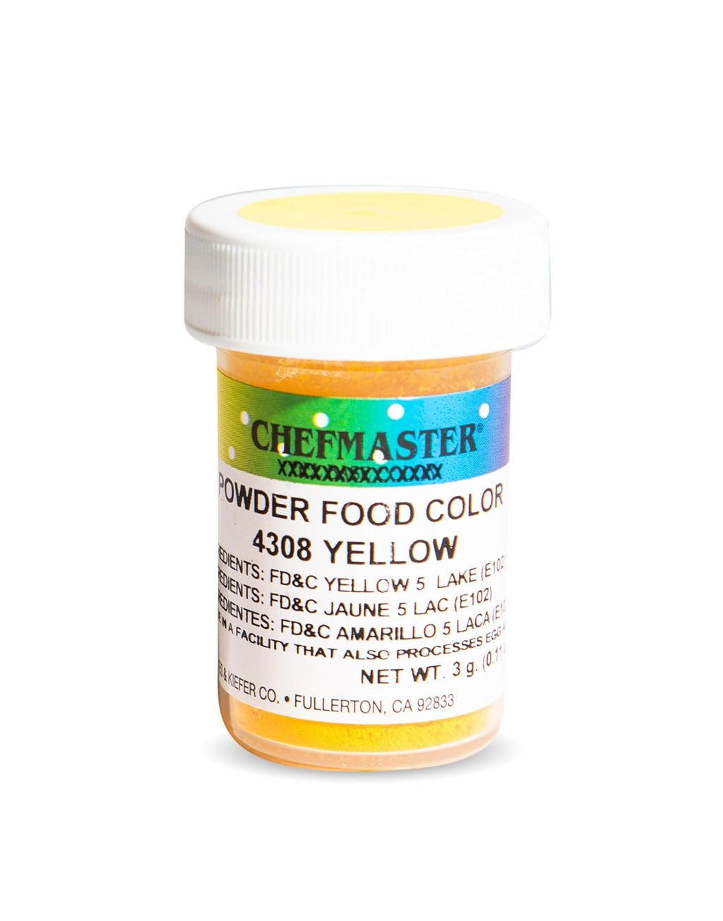 Chefmaster Yellow Dry Powder Candy Color | Vibrant Shades | Chocolate, Macarons, Fondant | Decorating | Professional-Grade Dye | Easy-to-Use | Manufactured in USA | 3 grams