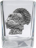 Heritage Pewter Turkeys Square Shot Glass | Hand-Sculpted 1.5 Ounce Shot Glass | Intricately Crafted Metal Pewter Inlay