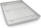 Half Sheet Pans with Rack Set, 18 Inch Commercial Quality Baking Sheet Pan Set, Natural Aluminum Cookie Sheet, Warp Resistant Nonstick Thick Cookie Tray Pans for Baking, Roasting