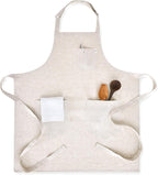 Solino Home Linen Kitchen Apron for Men & Women - Light Natural Bib Apron with Front Pockets - Handcrafted from European Flax