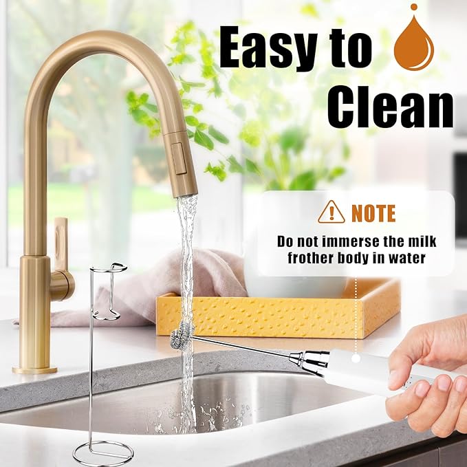 Nahida Rechargeable Milk Frother Wand for Coffee Include Stand - White