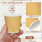 Uiifan 350 Pieces 4 oz Ripple Wall Insulated Coffee Cups Bulk Disposable Espresso Paper Corrugated Travel Coffee Cups for Hot Cold Drink Cappuccino Beverage Tea Party