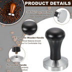 uxcell 58mm Coffee Tamper, Stainless Steel Espresso Press Tamper, Espresso Tamper with Wooden Handle Suitable for Coffee Shop, Restaurant Bar, Bakery (Black)