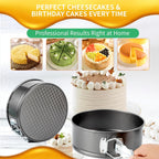 Springform Cake Pan Set – 3 Piece Nonstick 7, 8, 9 Inch Round Cheesecake Pans for Baking, Leakproof Cake Molds for Mousse, Birthday Layer Cakes, Quiche, Pizza & More