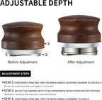 58mm Coffee Distributor, Espresso Distribution Tool, Adjustable Depth Espresso Tamper Leveler with Walnut Wood Handle Fits for 58mm Breville Gaggia E61 Portafilter