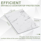 Large Stone Drying Mat for Kitchen Counter, 24" × 16" Diatomite Dish Drying Mat, Quick Dry Stone Mats, Ultra Absorbent Natural Diatomaceous Earth Mats for Dished, Bottles, White Marble