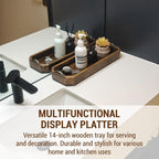 MyGift Wooden Vanity Tray, Rustic Burnt Solid Wood Toilet Tank Tray - Decorative Octagonal Cosmetic Organizer with Antique Metal Handles