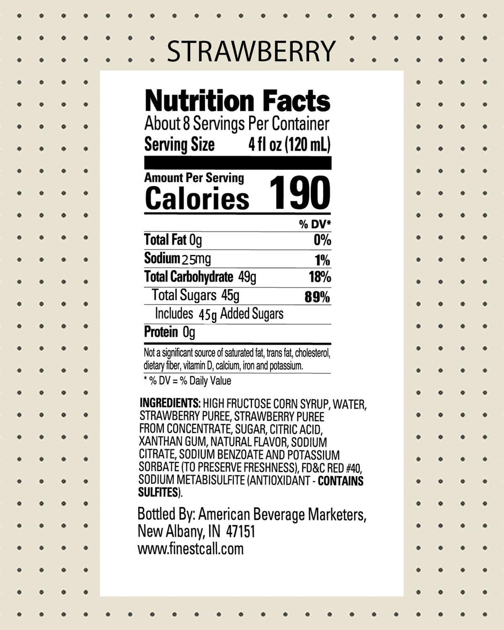 Finest Call Premium Strawberry Puree Drink Mix, 1 Liter Bottle (33.8 Fl Oz), Pack of 6