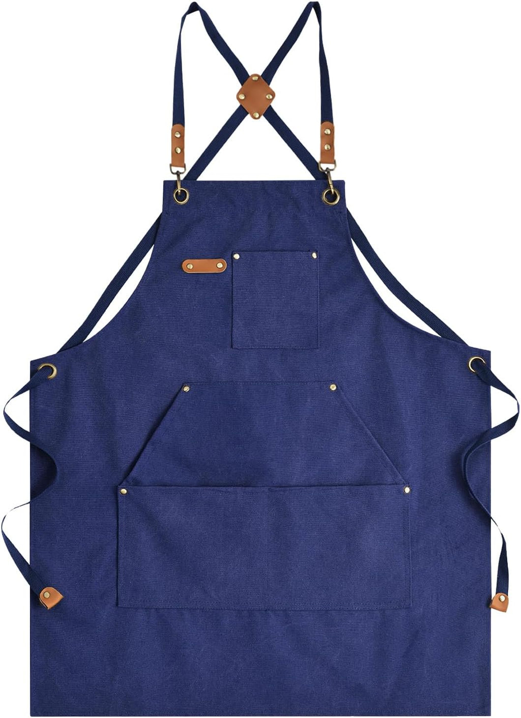 Canvas Aprons for Men Chef Apron, Work Apron with Large Pockets - 16oz Heavy Duty Cross Back, BBQ, Cooking