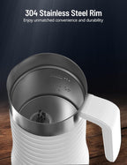 Milk Frother and Steamer, Airyoyo 4-in-1 Milk Frother,Electric Milk Frother Hot& Cold Foam Temperature Control, Auto Shut-Off Frother for Coffee Latte