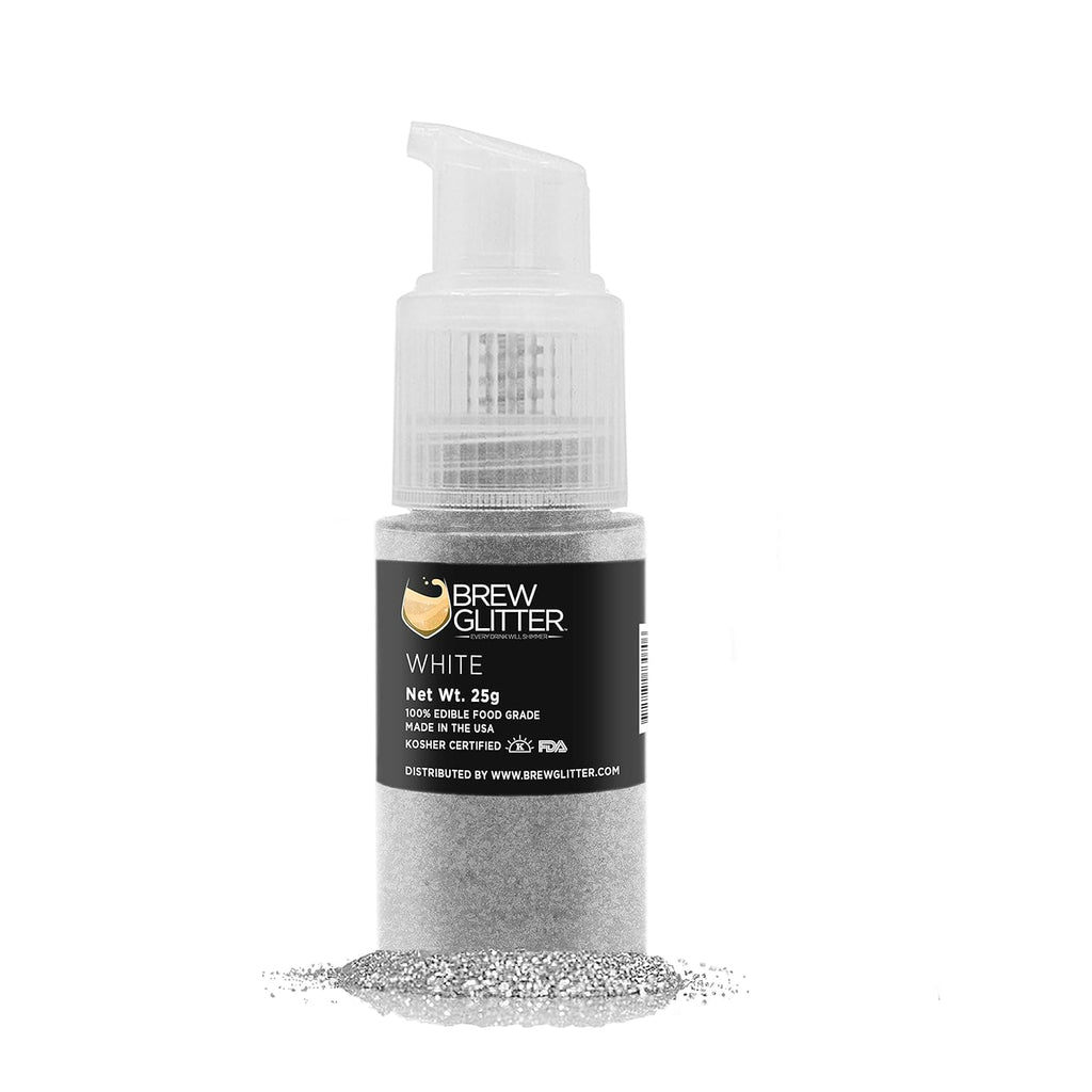 White Brew Glitter Edible Glitter for Drinks, Cocktails, Beer, Garnish Glitter & Beverages | Kosher & Halal Certified | 100% Edible & Food Grade | Vegan, Gluten, Nut Free (25g Spray Pump, White)
