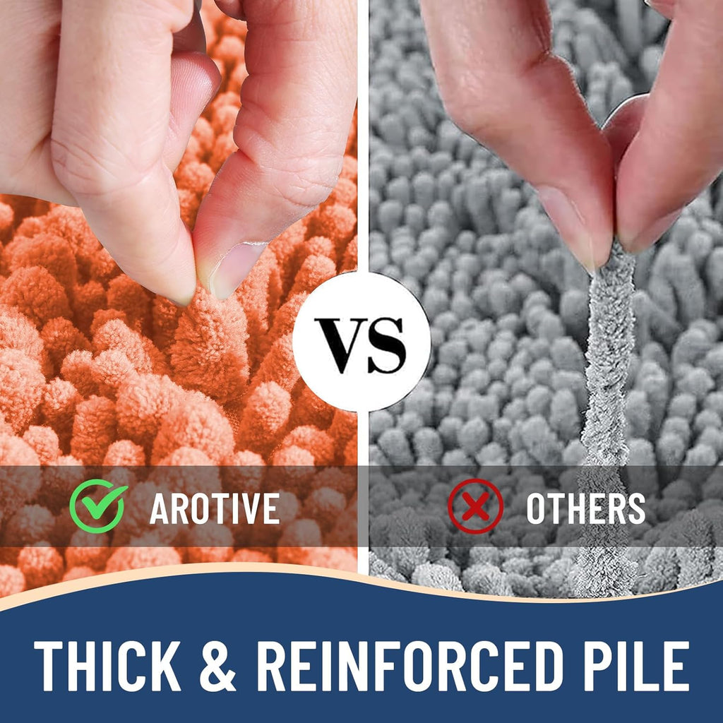 Arotive Luxury Chenille Bathroom Rug Mat, Extra Soft Thick Absorbent Shaggy Bath Rugs, Non-Slip Machine Wash Dry, Plush Bath Mats for Bathroom, Shower and Tub, 30x20, Coral