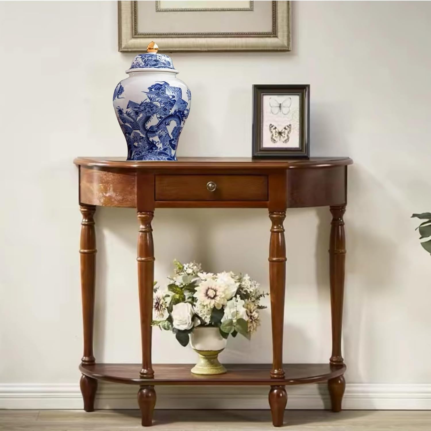 7 inches dragon Ginger Jar - blue white Ceramic Decorative with Lid flower vase， chinoiserie gift Enamel jars for Home/Kitchen/Dining/living room/shelf decor/Tea Storage