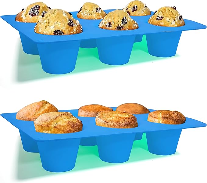 Sidosir 2Pcs Popover Pan for Baking - Professional Extra Deep Silicone Popover Molds, Non-Stick, Easy to Clean, Grade Materials