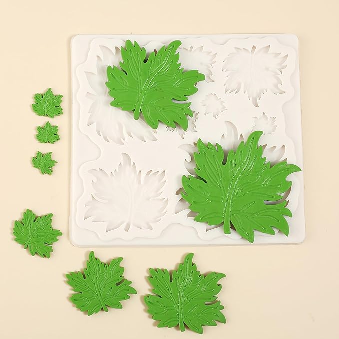 1 Pcs Maple Leaf Fondant Mold, Plant Leaf Chocolate Silicone Molds, for Autumn Theme Party Kitchen Baking Cake Decoration Cupcake Topping Cookie Candy Dough Gum Modeling Clay Keychain UV Resin