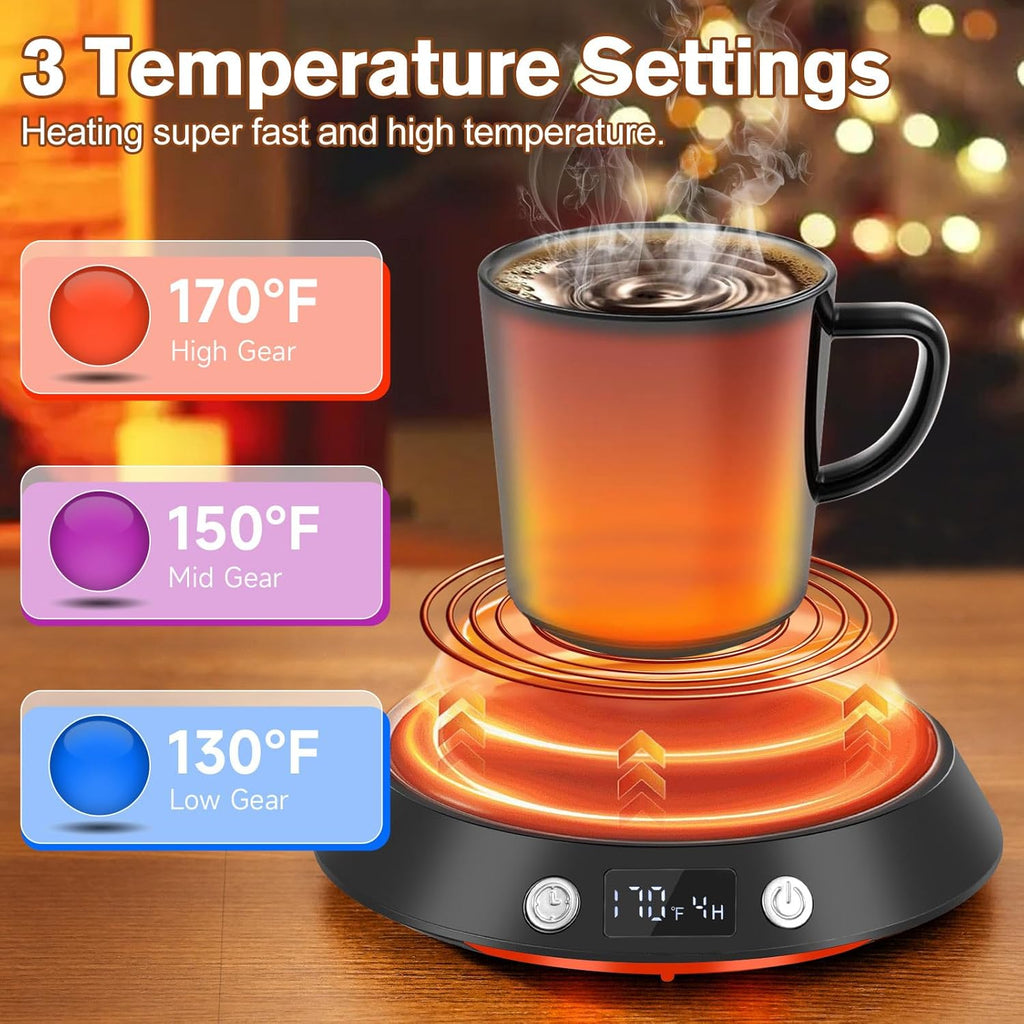 Coffee Mug Warmer - 55W Electric Coffee Warmer for Desk 3 Temp Settings & 2-9 Timer Smart Cup Warmer for Desk Candle Warmer Plate with LED Lights Beverage Tea Milk Warmer for Home & Office
