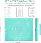 U-Taste Liquid Silicone Pastry Mat: 16"x20" Food-Grade Non-Stick Dough Rolling Baking Sheet, Non Slip for Kneading, Making Pizza, Fondant, Pie Crust with Clear Measurement and Raised Edges (Aqua Sky)