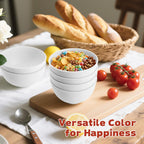 Handy Wheat Straw Bowls Set of 6,Unbreakable Ice-Cream Bowls Sets for Kids,10oz Small Dessert Bowls for Kitchen,Camping and RV.White Series