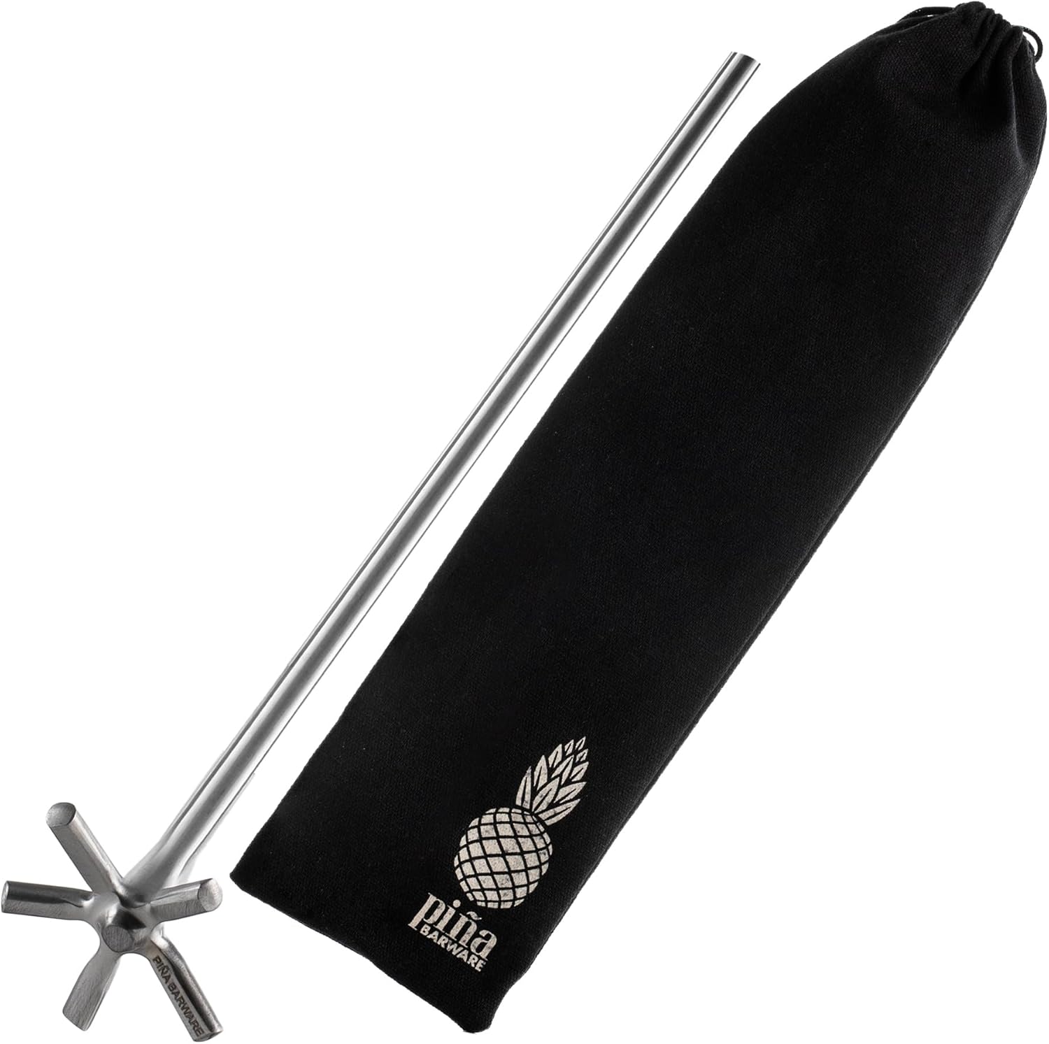 Piña Barware Swizzle Stick Stirrer - Stainless Steel with Smooth Matte Finish (One Swizzle Stick)