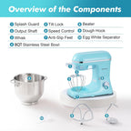 Aucma Stand Mixer, 900W 8QT Large Kitchen Mixer, Kitchen Electric Mixers with Dough Hook, Wire Whip & Beater (Blue, 8QT)