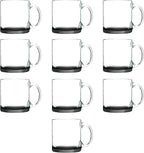 Libbey Clear Glass Coffee Mugs 13 oz. Set of 10, Bulk Pack - Perfect for Coffee, Tea, Espresso, Hot Cocoa, Other Beverages - Black Bottom