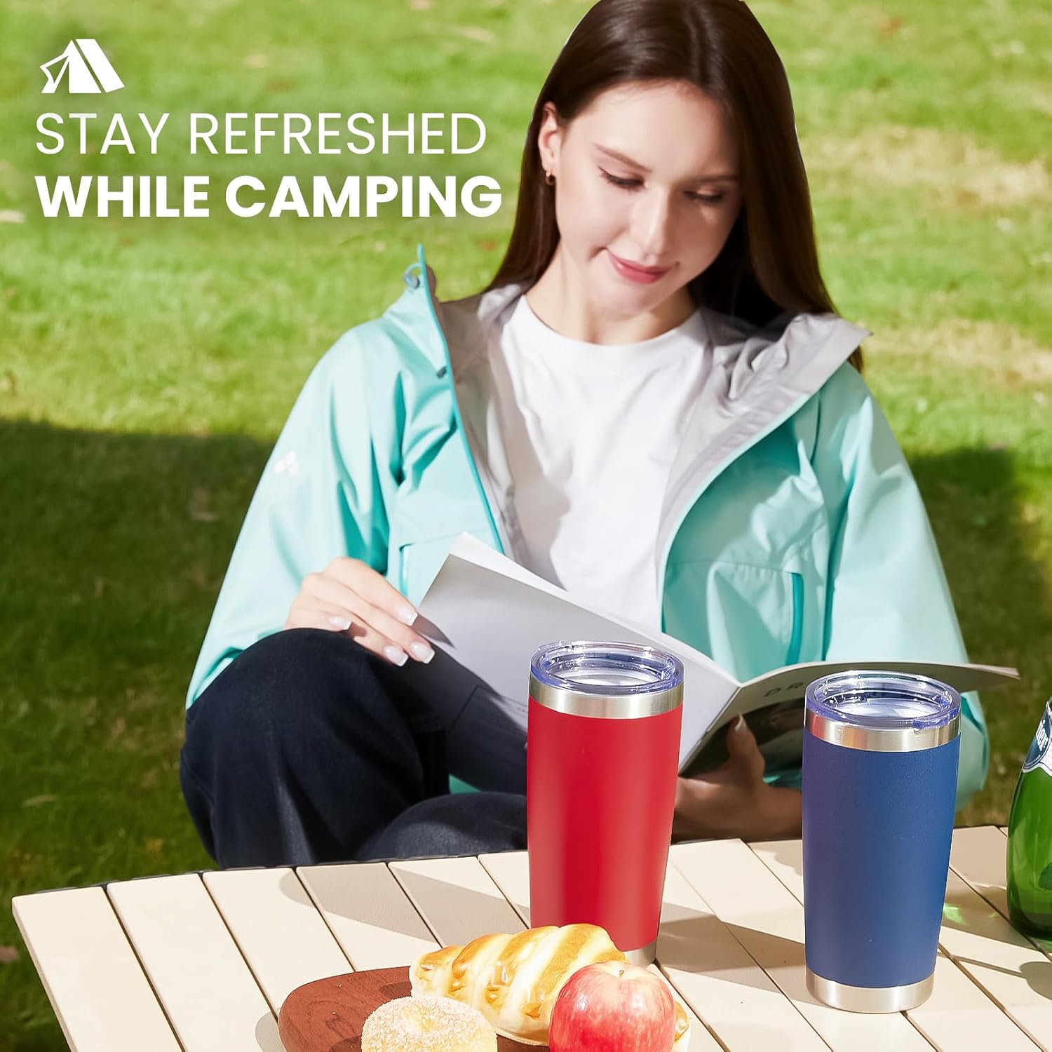 MEWAY 20oz Tumbler 4 Pack Double Wall Vacuum Insulated Travel Mug Bulk, Stainless Steel Tumblers with Lid and Straw, Durable Powder Coated Coffee Cups for Cold & Hot Drinks (Cold Gray, 4)