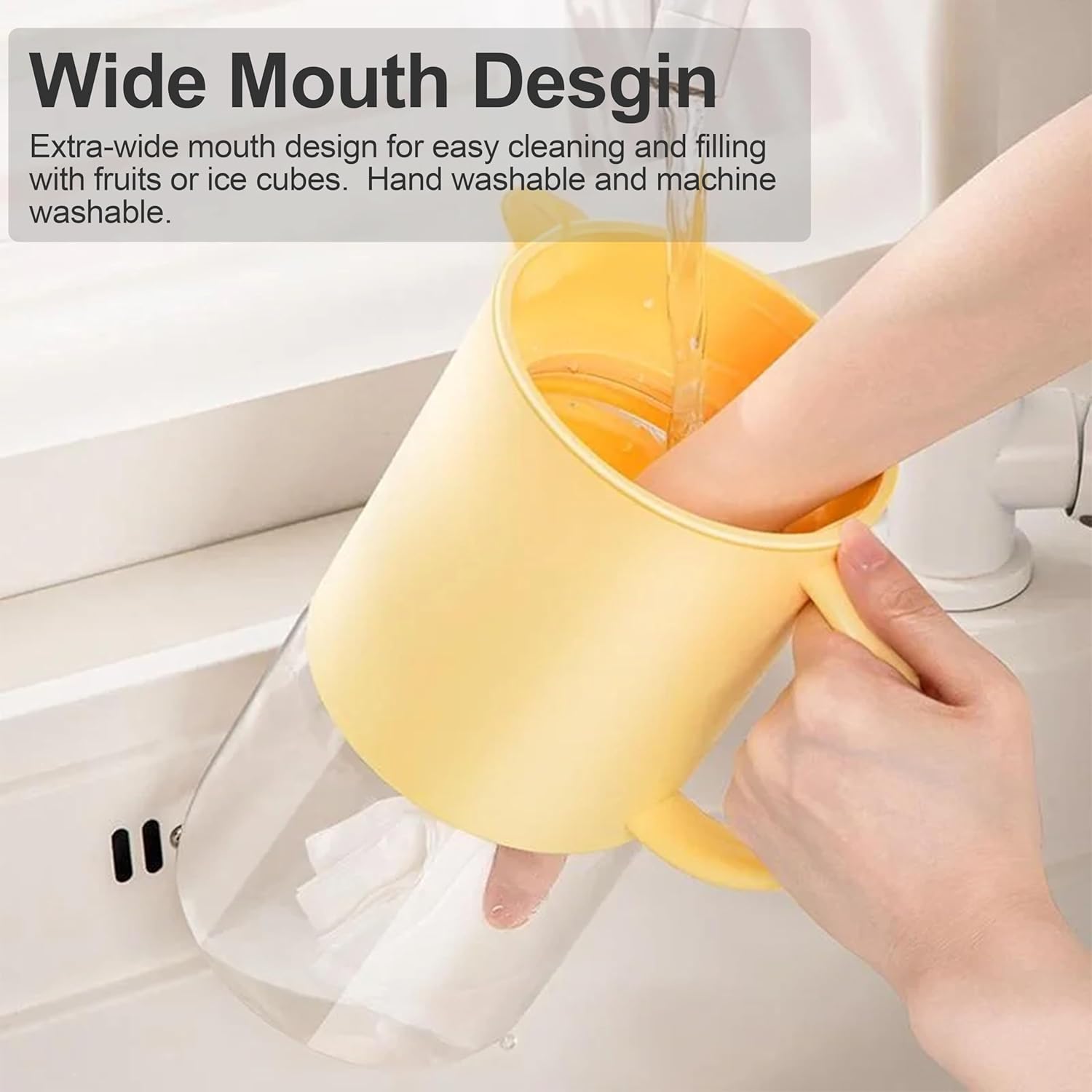 Delove Cold Brew Coffee Maker with Auto Spout – Shatterproof Plastic Shell, Wide Mouth Design – 62 oz (1.9 Quart) Iced Tea Glass Carafe with Removable Removable Mesh Filter (1, Yellow)