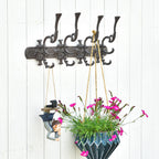 Sungmor Vintage Cast Iron Wall Hook Rack - Ornate 4-Hooks Coat and Hat Organizer - Heavy Duty Decorative Hanger for Entryway, Bathroom, or Mudroom - Retro Court Style & Rustic Bronze Finish
