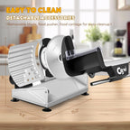 CGOLDENWALL Meat Slicer, 220W Electric Deil Food Slicer with 2 Removable 7.5" Blades, 4/5" Adjustable Thickness, Food Slicer Machine for Home Cutting Meat Cheese Bread Vegetables, 110V CE