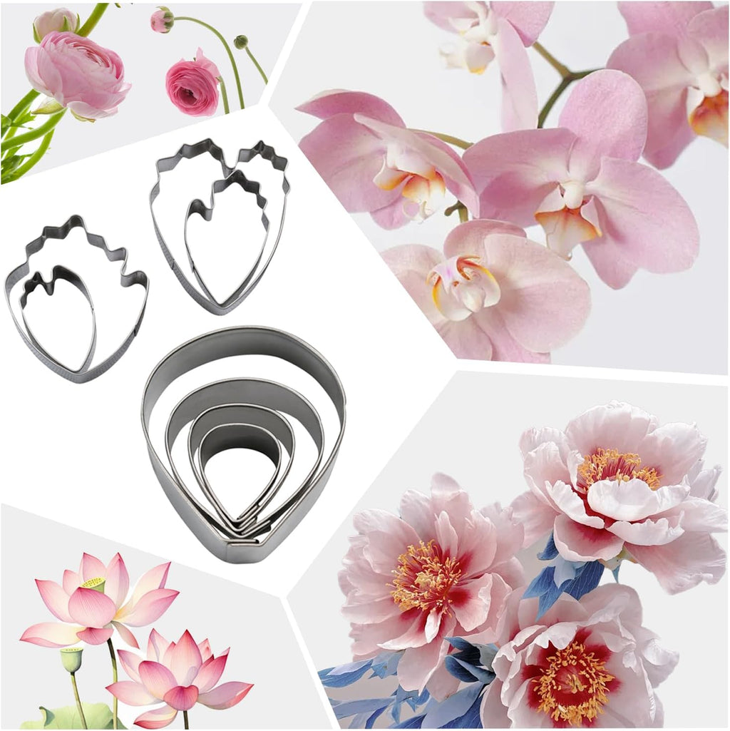 KALAIEN 6 Set Gumpaste & Fondant Flower Cookie Cutter Set - 18pcs for Wedding & Birthday Cake Decorating