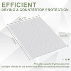 Large Stone Drying Mat for Kitchen Counter, 24" × 16" Diatomite Dish Drying Mat, Quick Dry Stone Mats, Ultra Absorbent Natural Diatomaceous Earth Mats for Dished, Bottles, White