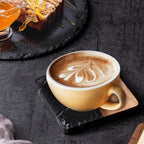 I-LAN 4 Pack 4 x 4 Inch Squre Natural Wood and Marbel Style Coasters for Drinks，Marble and Natural Wood Joint Mixed Modern Style Heat-Resistant Coaster Set for Home Kitchen