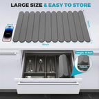 Extral Large Quick Dry Stone Drying Mat for Kitchen Counter,28"(L)x16"(W) Collapsible Eco-Friendly Absorbent Diatomaceous Earth Mat for Dishes Cups,Dish Drying Mats (Medium gray-Ellipse, 28x16 inch)