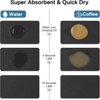 Coffee Mat 12''x19'' Dish Drying Mats for Kitchen Counter - Absorbent Hide Stain Bar Accessories Anti Spill Rubber Backed - Fits Under Coffee Maker Espresso Machine Dish Rack (Black)