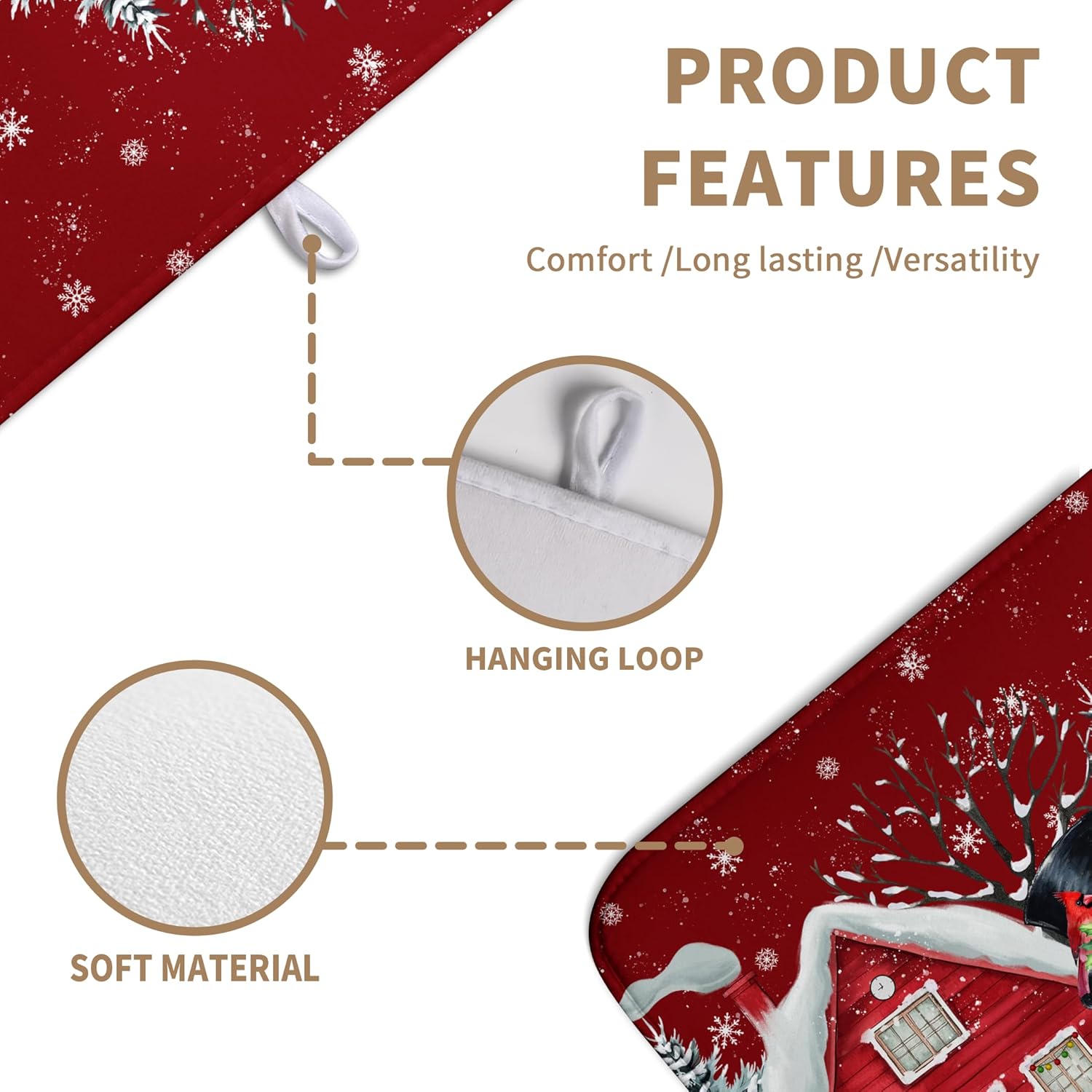 Christma Snowman Dish Drying Mat Winter Snowflake Large Kitchen Mats Dish Drying Pad Red Absorbent Dish Dryer Mat for Kitchen Countertops Microfiber Drainer Pad Dish Drying Mats (18x24 in)