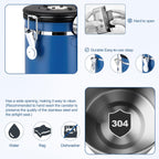 ShanSon Coffee Canister Airtight Coffee Container Stainless Steel Coffee Bean Storage Container with Scoop Coffee Canister for Beans Grounds Sugar Flour Tea Cereal,11OZ,Blue