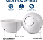 HOTEC Unbreakable Wheat Straw Cereal Bowls - Microwave & Dishwasher Safe Soup and Salad Bowls BPA Free, Set of 8, 26oz, White