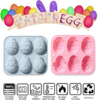 2 Packs Easter Egg Candy Silicone Molds, 6 Cavity Semi Egg Non Stick Silicone Molds for Making Hot Chocolate Bomb, Jelly, Truffles, Desserts, ice cube, Hard Candy