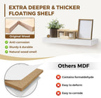 17x8x1.6 inch Floating Shelves Set of 2 – Solid Wood Rustic White Wall Mounted Shelf for Kitchen, Bathroom, Living Room