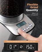 SHARDOR Conical Burr Coffee Grinder Electric, Espresso Coffee Bean Grinder with Precision Electronic Timer, Adjustable Burr Mill with 51 Precise Settings for Home Use, Stainless Steel Container