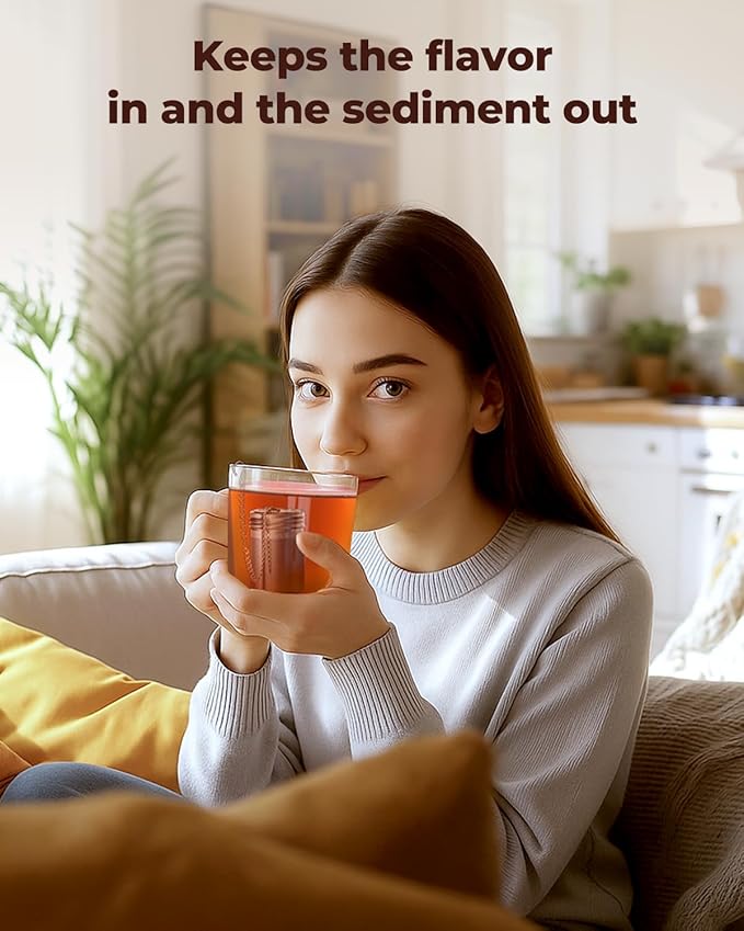 2 Pack Reinmoson Tea Strainers for Loose Tea, 1.58” x 2.2” Extra Fine Mesh Tea Infuser, 304 Stainless Steel & Threaded Lid, Loose Leaf Tea Steeper for Black Tea, Rooibos, etc