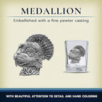 Heritage Pewter Turkeys Square Shot Glass | Hand-Sculpted 1.5 Ounce Shot Glass | Intricately Crafted Metal Pewter Inlay