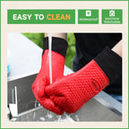 GEEKHOM BBQ Gloves Heat Resistant Oven Mitts - Silicone Grilling Gloves with 14" Long Arm Protection - Waterproof Pot Holder Non-Slip for Men & Women, Kitchen Cooking, Baking, Camping, Red