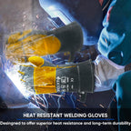 TICONN Welding Gloves, 1000°F Heat-Resistant Fireproof Leather Gloves for Welders, Stick, Forge, Mig, Tig, BBQ, Baking, Oven
