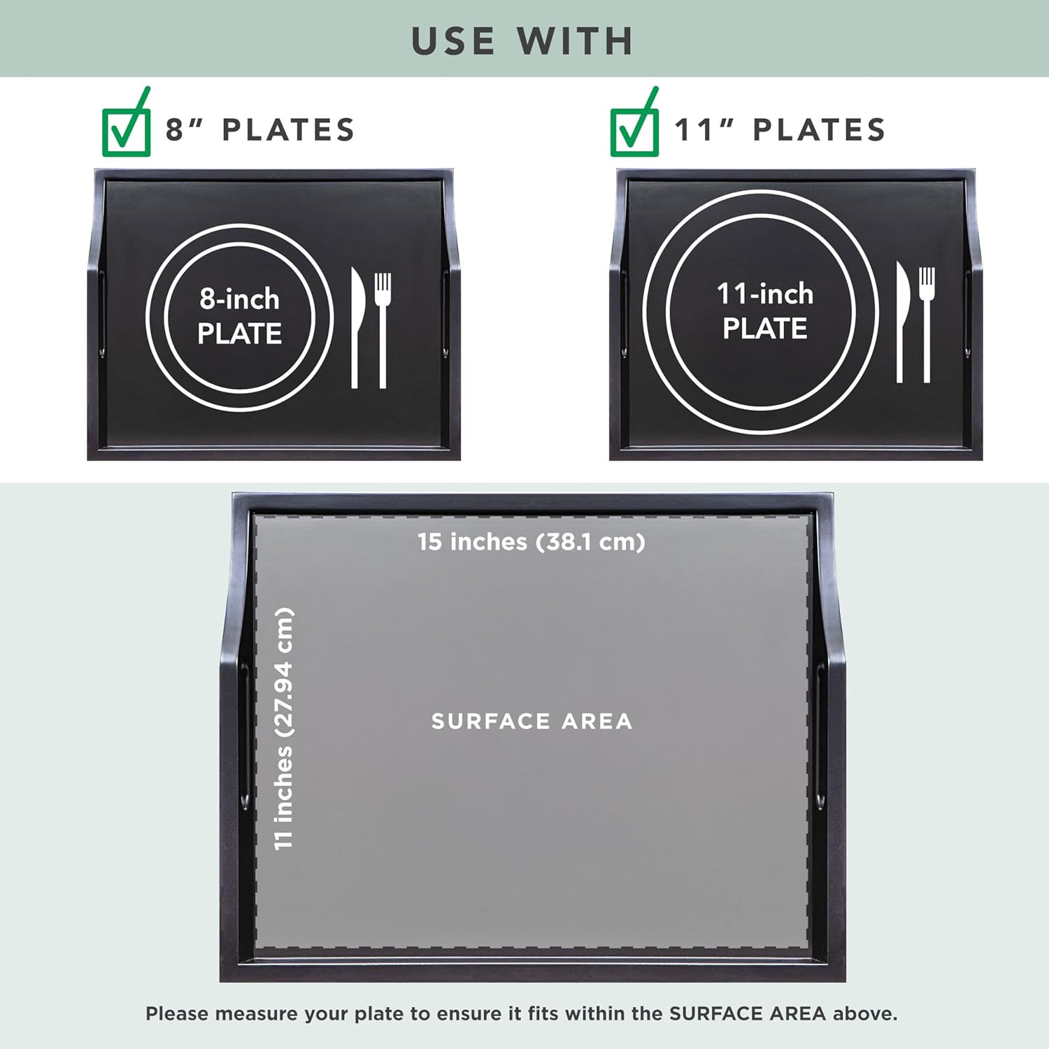 ROSSIE HOME Wood Bed Tray Lap Desk with Detachable Cushion, Serving Tray - Buffalo Check - Fits up to 15.6 Inch Laptops - Style No. 76108